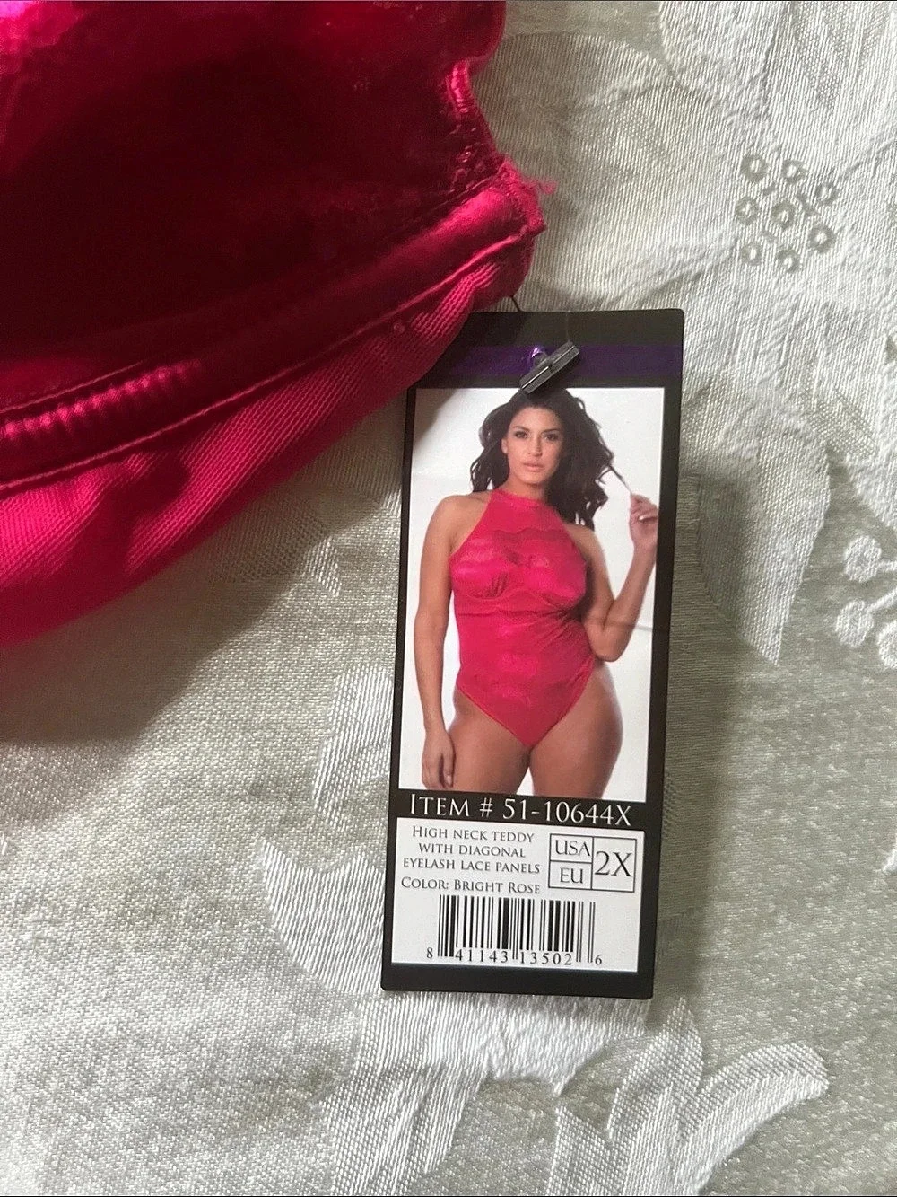 Mchlala Cheri Paris High Neck Teddy One Piece Pink 2X NWT